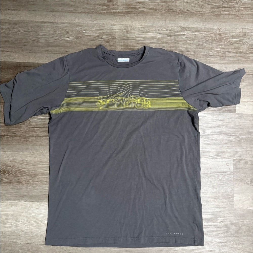 Columbia Men's Charcoal Tee with Lime Stripes
